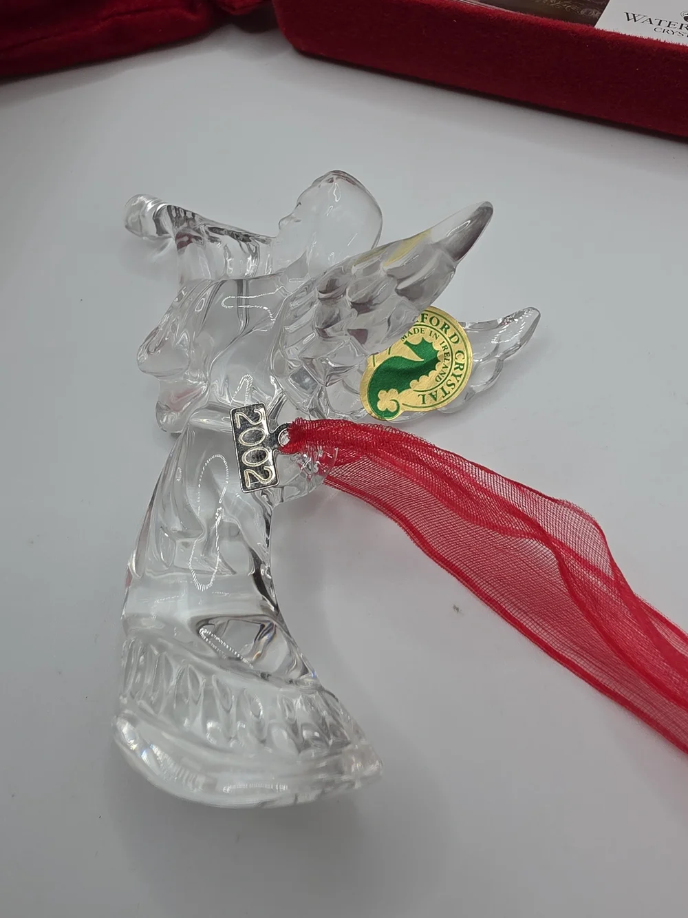 Waterford Crystal Red Angel Ornament - 2002 First Edition